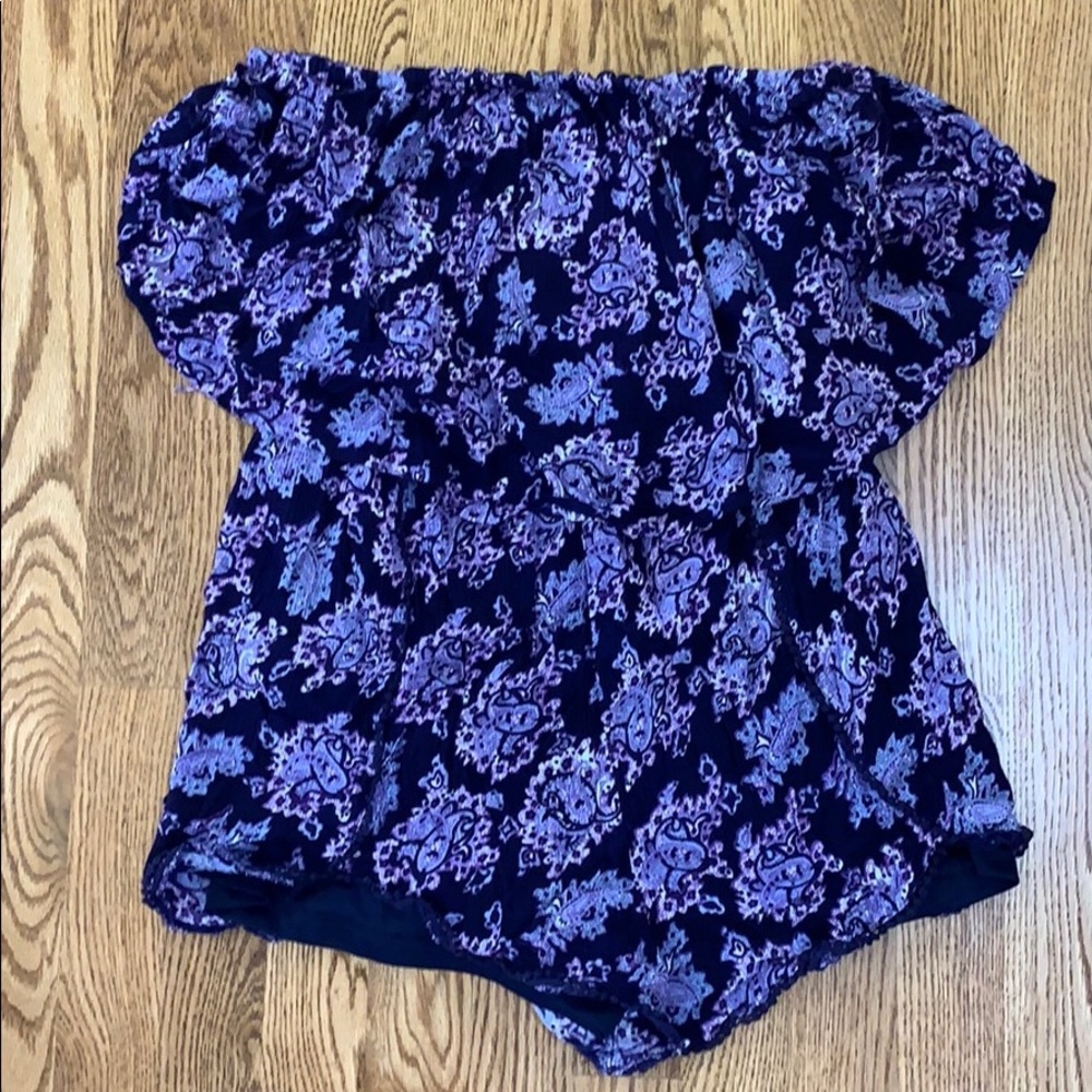 Wet Seal Purple Floral Strapless Romper